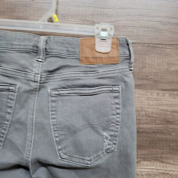 American Eagle Gray Mens 28X32 Airflex + Plus Skinny Jeans Denim Distressed - Picture 8 of 16